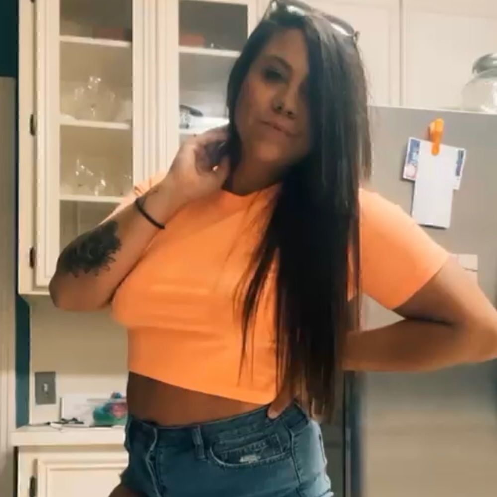 55. Neon coral crop top T-shirt